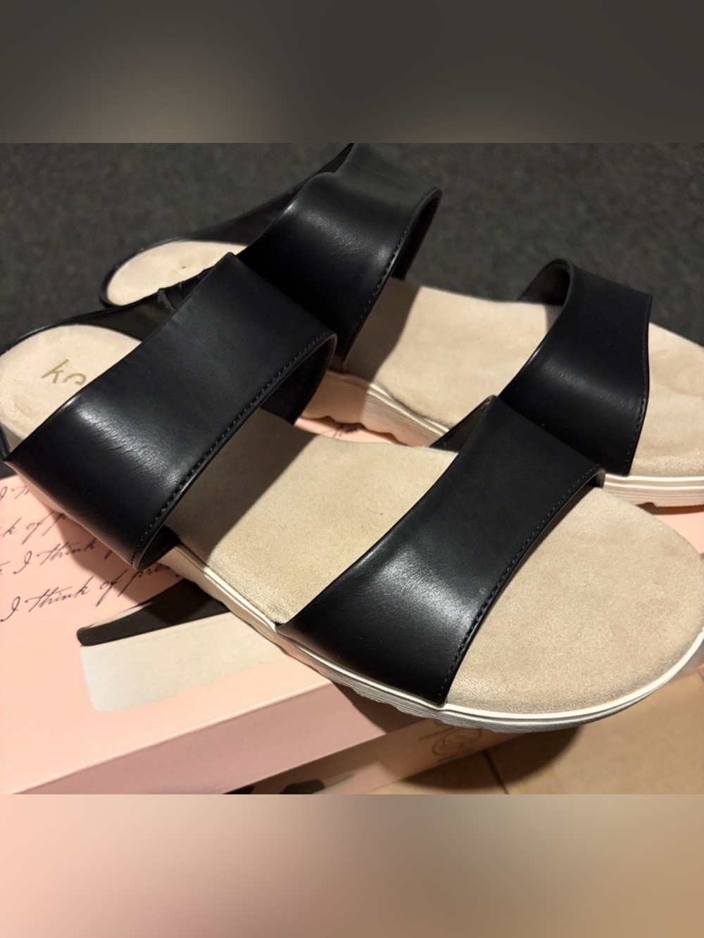 🖤 Kensie Endy Comfort Black Platform Slide Sandals | Size 8 👡